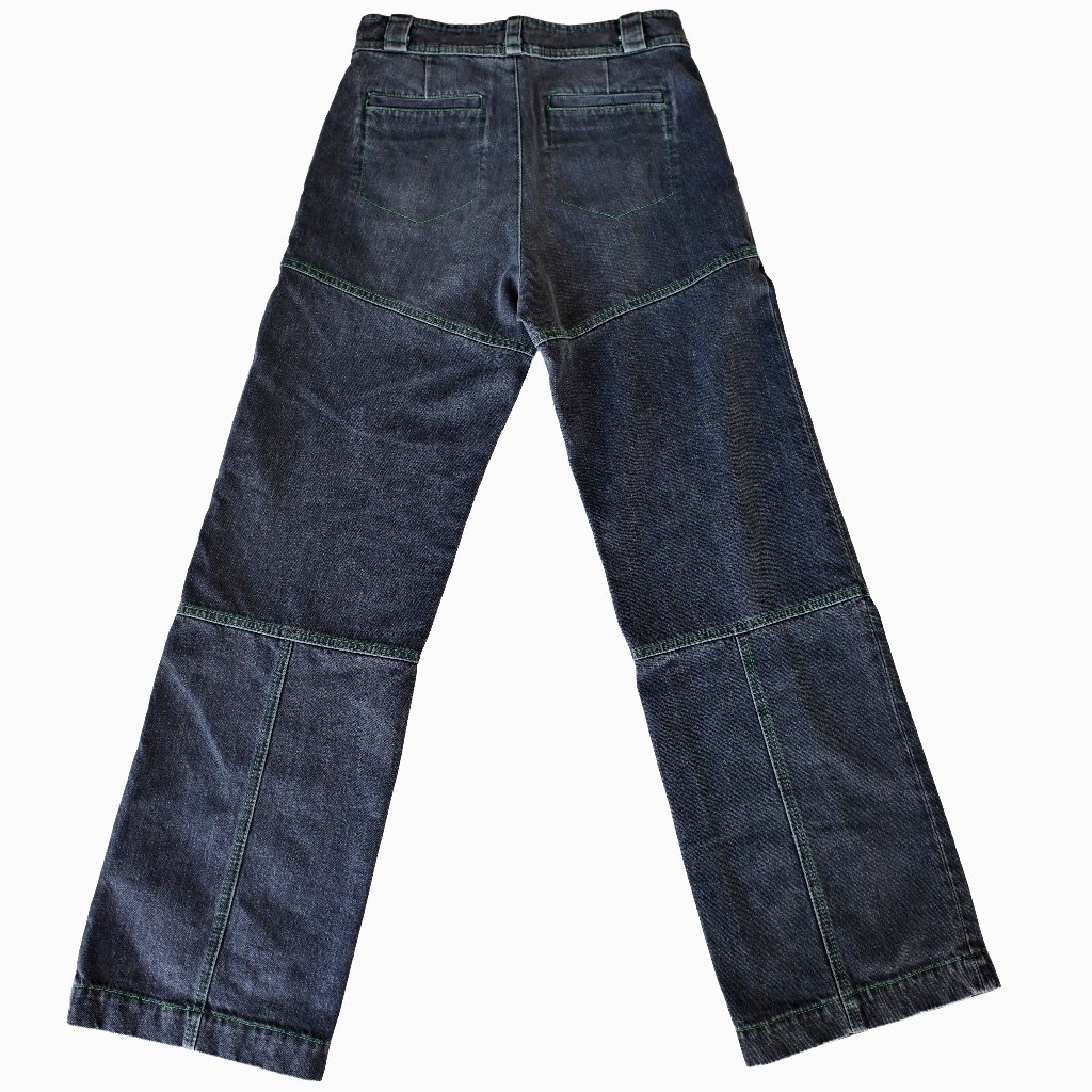 Cormio Made In Italy Panel Seam Wide Leg Denim Jeans Contrast Stitch Size S — image 7 of 8
